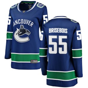 Vancouver Canucks Guillaume Brisebois Official Blue Fanatics Branded Breakaway Women's Home NHL Hockey Jersey