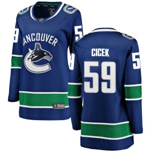 Vancouver Canucks Nick Cicek Official Blue Fanatics Branded Breakaway Women's Home NHL Hockey Jersey