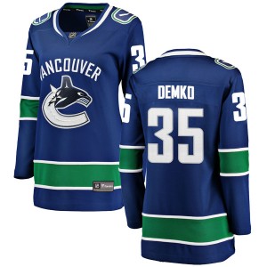 Vancouver Canucks Thatcher Demko Official Blue Fanatics Branded Breakaway Women's Home NHL Hockey Jersey