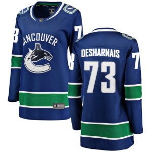 Vancouver Canucks Vincent Desharnais Official Blue Fanatics Branded Breakaway Women's Home NHL Hockey Jersey