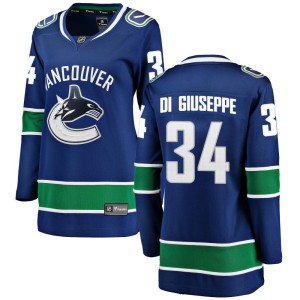 Vancouver Canucks Phillip Di Giuseppe Official Blue Fanatics Branded Breakaway Women's Home NHL Hockey Jersey