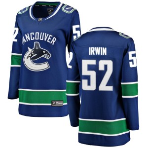 Vancouver Canucks Matt Irwin Official Blue Fanatics Branded Breakaway Women's Home NHL Hockey Jersey