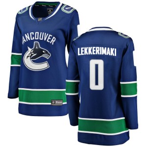 Vancouver Canucks Jonathan Lekkerimaki Official Blue Fanatics Branded Breakaway Women's Home NHL Hockey Jersey