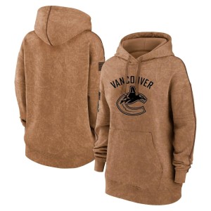 Vancouver Canucks Official Brown Women's 2023 Salute to Service Pullover Hoodie