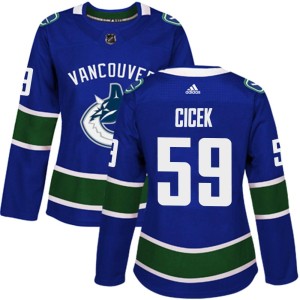 Vancouver Canucks Nick Cicek Official Blue Adidas Authentic Women's Home NHL Hockey Jersey