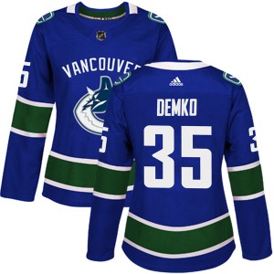 Vancouver Canucks Thatcher Demko Official Blue Adidas Authentic Women's Home NHL Hockey Jersey