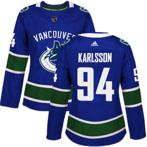 Vancouver Canucks Linus Karlsson Official Blue Adidas Authentic Women's Home NHL Hockey Jersey