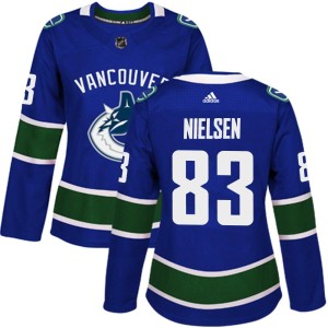 Vancouver Canucks Tristen Nielsen Official Blue Adidas Authentic Women's Home NHL Hockey Jersey