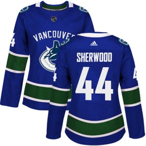 Vancouver Canucks Kiefer Sherwood Official Blue Adidas Authentic Women's Home NHL Hockey Jersey