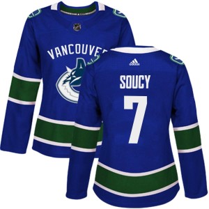 Vancouver Canucks Carson Soucy Official Blue Adidas Authentic Women's Home NHL Hockey Jersey