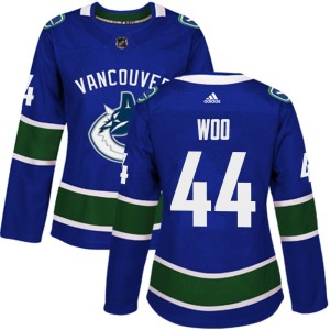 Vancouver Canucks Jett Woo Official Blue Adidas Authentic Women's Home NHL Hockey Jersey