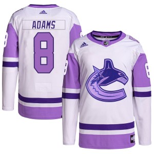 Vancouver Canucks Greg Adams Official White/Purple Adidas Authentic Youth Hockey Fights Cancer Primegreen NHL Hockey Jersey