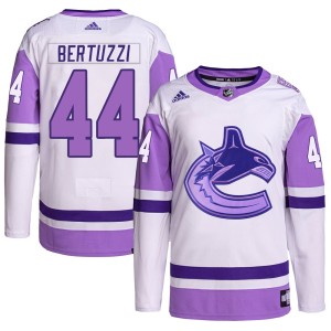 Vancouver Canucks Todd Bertuzzi Official White/Purple Adidas Authentic Youth Hockey Fights Cancer Primegreen NHL Hockey Jersey