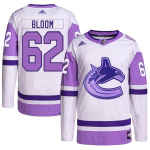 Vancouver Canucks Josh Bloom Official White/Purple Adidas Authentic Youth Hockey Fights Cancer Primegreen NHL Hockey Jersey