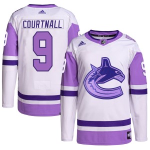 Vancouver Canucks Russ Courtnall Official White/Purple Adidas Authentic Youth Hockey Fights Cancer Primegreen NHL Hockey Jersey