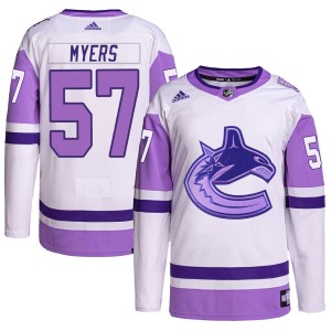 Vancouver Canucks Tyler Myers Official White/Purple Adidas Authentic Youth Hockey Fights Cancer Primegreen NHL Hockey Jersey