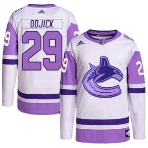 Vancouver Canucks Gino Odjick Official White/Purple Adidas Authentic Youth Hockey Fights Cancer Primegreen NHL Hockey Jersey