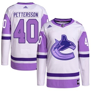 Vancouver Canucks Elias Pettersson Official White/Purple Adidas Authentic Youth Hockey Fights Cancer Primegreen NHL Hockey Jersey