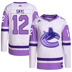 Vancouver Canucks Stan Smyl Official White/Purple Adidas Authentic Youth Hockey Fights Cancer Primegreen NHL Hockey Jersey