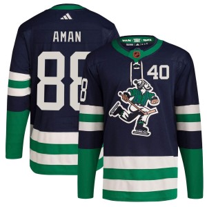 Vancouver Canucks Nils Aman Official Navy Adidas Authentic Youth Reverse Retro 2.0 NHL Hockey Jersey