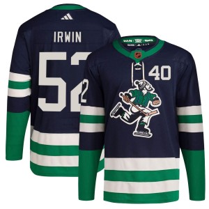 Vancouver Canucks Matt Irwin Official Navy Adidas Authentic Youth Reverse Retro 2.0 NHL Hockey Jersey