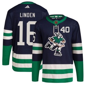 Vancouver Canucks Trevor Linden Official Navy Adidas Authentic Youth Reverse Retro 2.0 NHL Hockey Jersey