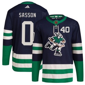 Vancouver Canucks Max Sasson Official Navy Adidas Authentic Youth Reverse Retro 2.0 NHL Hockey Jersey