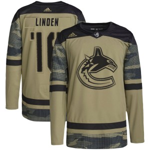 Vancouver Canucks Trevor Linden Official Camo Adidas Authentic Adult Military Appreciation Practice NHL Hockey Jersey