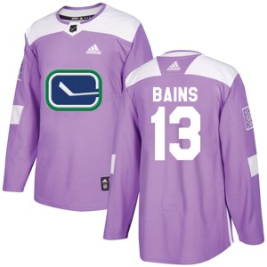 Vancouver Canucks Arshdeep Bains Official Purple Adidas Authentic Youth Fights Cancer Practice NHL Hockey Jersey