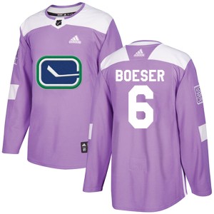 Vancouver Canucks Brock Boeser Official Purple Adidas Authentic Youth Fights Cancer Practice NHL Hockey Jersey