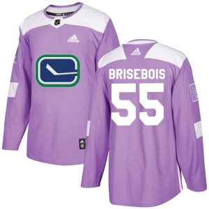 Vancouver Canucks Guillaume Brisebois Official Purple Adidas Authentic Youth Fights Cancer Practice NHL Hockey Jersey