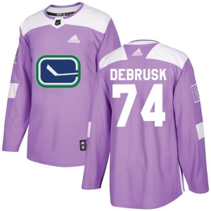 Vancouver Canucks Jake DeBrusk Official Purple Adidas Authentic Youth Fights Cancer Practice NHL Hockey Jersey