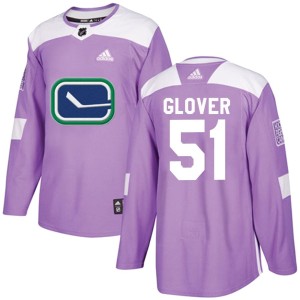 Vancouver Canucks Ty Glover Official Purple Adidas Authentic Youth Fights Cancer Practice NHL Hockey Jersey