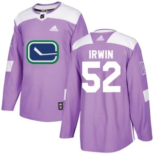 Vancouver Canucks Matt Irwin Official Purple Adidas Authentic Youth Fights Cancer Practice NHL Hockey Jersey