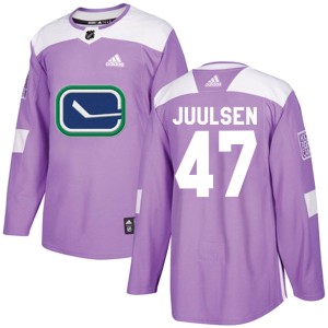 Vancouver Canucks Noah Juulsen Official Purple Adidas Authentic Youth Fights Cancer Practice NHL Hockey Jersey