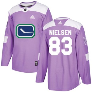 Vancouver Canucks Tristen Nielsen Official Purple Adidas Authentic Youth Fights Cancer Practice NHL Hockey Jersey