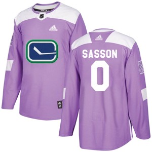 Vancouver Canucks Max Sasson Official Purple Adidas Authentic Youth Fights Cancer Practice NHL Hockey Jersey