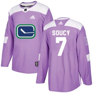 Vancouver Canucks Carson Soucy Official Purple Adidas Authentic Youth Fights Cancer Practice NHL Hockey Jersey