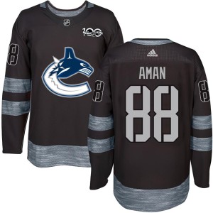 Vancouver Canucks Nils Aman Official Black Authentic Youth 1917-2017 100th Anniversary NHL Hockey Jersey