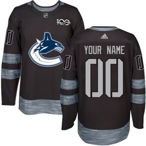 Vancouver Canucks Custom Official Black Authentic Youth Custom 1917-2017 100th Anniversary NHL Hockey Jersey