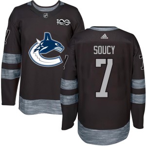 Vancouver Canucks Carson Soucy Official Black Authentic Youth 1917-2017 100th Anniversary NHL Hockey Jersey