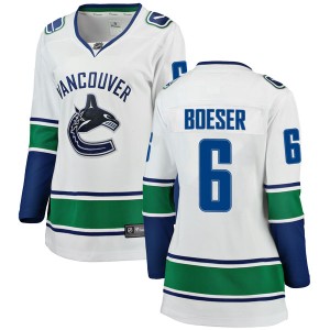 Vancouver Canucks Brock Boeser Official White Fanatics Branded Breakaway Women's Away NHL Hockey Jersey