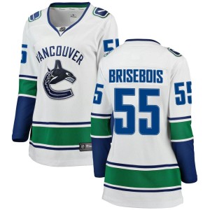 Vancouver Canucks Guillaume Brisebois Official White Fanatics Branded Breakaway Women's Away NHL Hockey Jersey