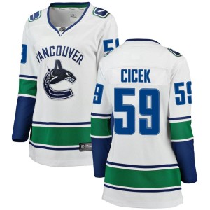 Vancouver Canucks Nick Cicek Official White Fanatics Branded Breakaway Women's Away NHL Hockey Jersey