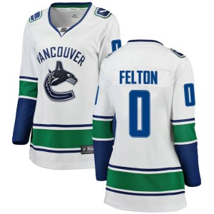 Vancouver Canucks Christian Felton Official White Fanatics Branded Breakaway Women's Away NHL Hockey Jersey