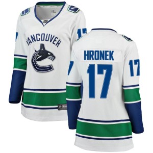 Vancouver Canucks Filip Hronek Official White Fanatics Branded Breakaway Women's Away NHL Hockey Jersey