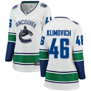 Vancouver Canucks Danila Klimovich Official White Fanatics Branded Breakaway Women's Away NHL Hockey Jersey