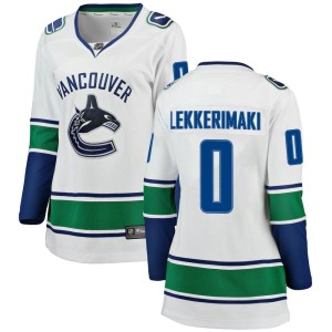 Vancouver Canucks Jonathan Lekkerimaki Official White Fanatics Branded Breakaway Women's Away NHL Hockey Jersey