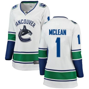 Vancouver Canucks Kirk Mclean Official White Fanatics Branded Breakaway Women's Away NHL Hockey Jersey