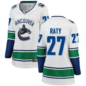 Vancouver Canucks Aatu Raty Official White Fanatics Branded Breakaway Women's Away NHL Hockey Jersey